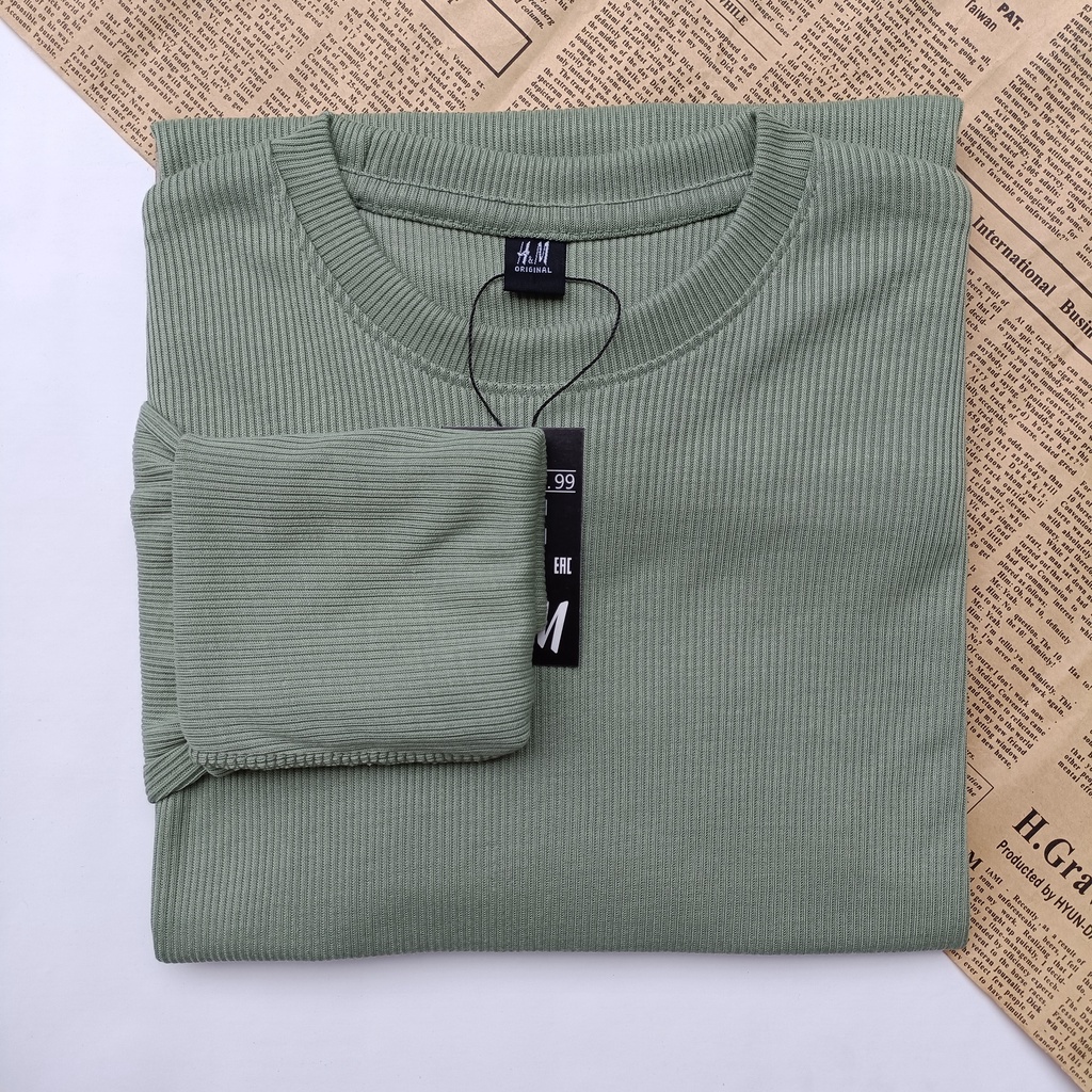PART II Kaos Rib Premium / Kaos Grosir / Kaos Rib Premium Tebal / Kaos Lengan Panjang Termurah-Green emerald