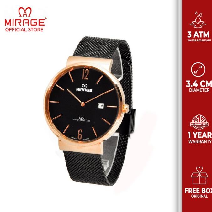 [[COD]] Jam Tangan Wanita MIRAGE DW Hitam Rosegold Tali Pasir 8624L pH BIG SALE Kode 1358