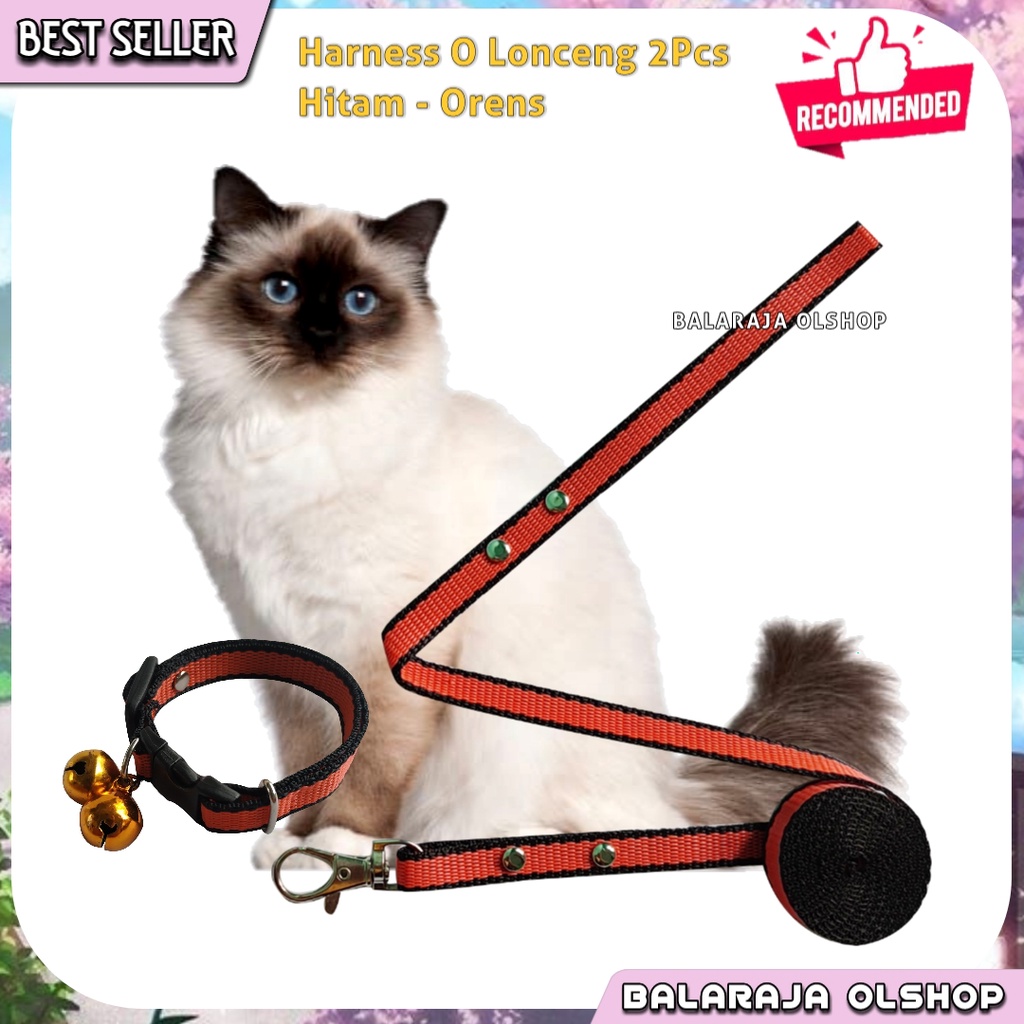 HARNESS O TALI TUNTUN DAN KALUNG KUCING ANJING MUSANG READY SEMUA WARNA | LONCENG 2 BUAH