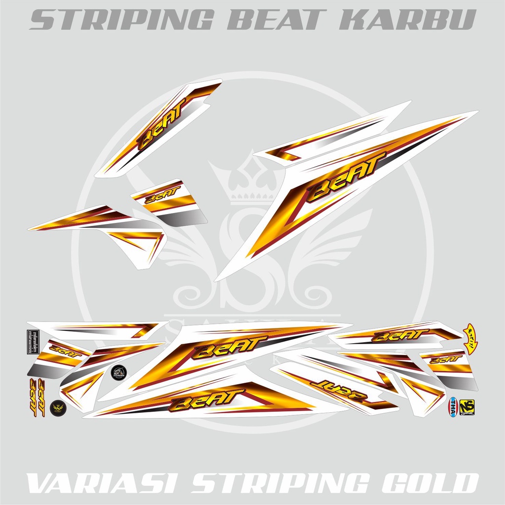 STRIPING BEAT KARBU / BEAT KARBU LAMA / STICKER VARIASI STRIPING MOTOR HONDA BEAT KARBU GOLD 01 PUTI