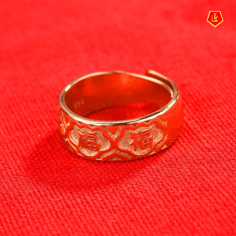 [Ready Stock]Elegant Golden Ring Temperament Personality