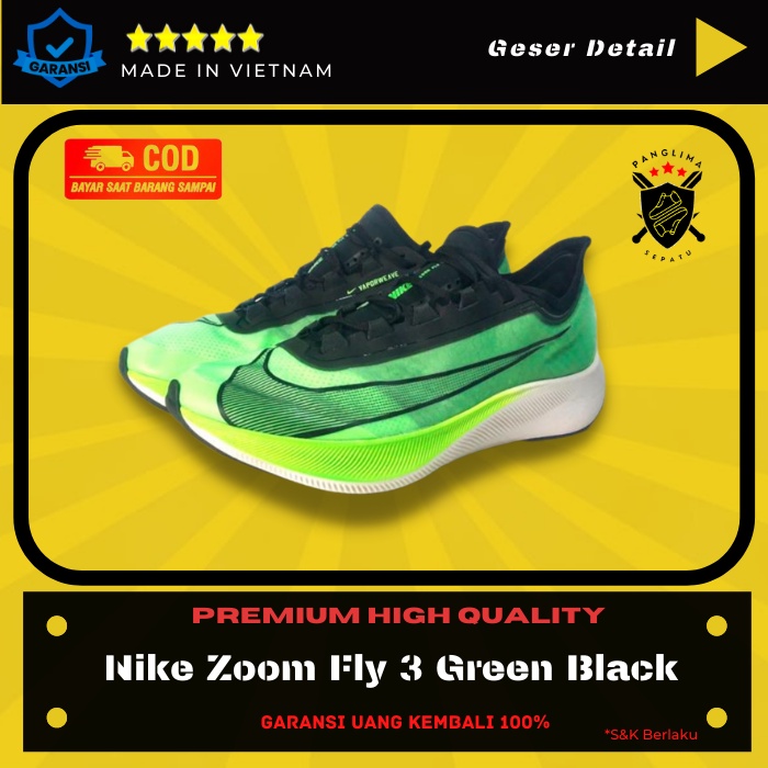SEPATU RUNNING PRIA NIKE ZOOM FLY 3 ELECTRIC GREEN BLACK SNEAKERS PREMIUM ORIGINAL QUALITY
