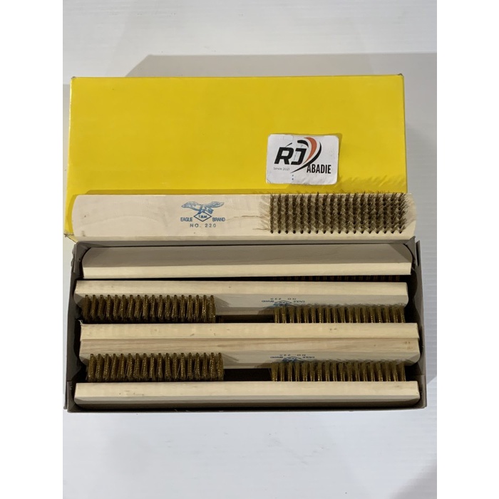 Sikat Kawat Kuningan Gagang Kayu 8 Baris Eagle [12pc]