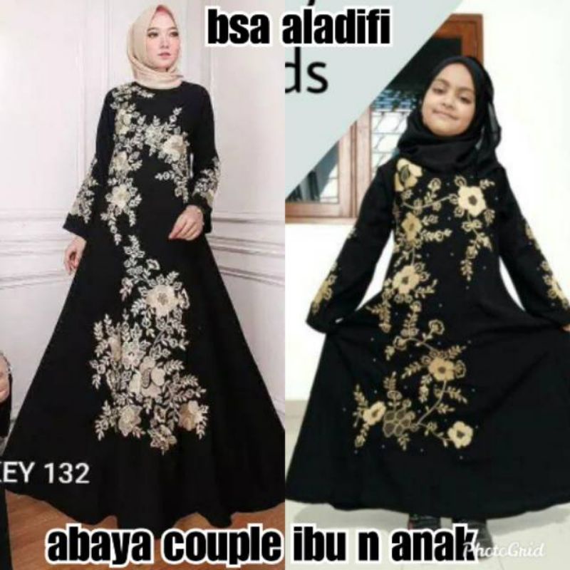 GAMIS WANITA MUSLIM ABAYA JUBAH HITAM SAUDI TURKI DUBAI COUPLE IBU DAN ANAK MURAH ORI BORDIR 132 BAH