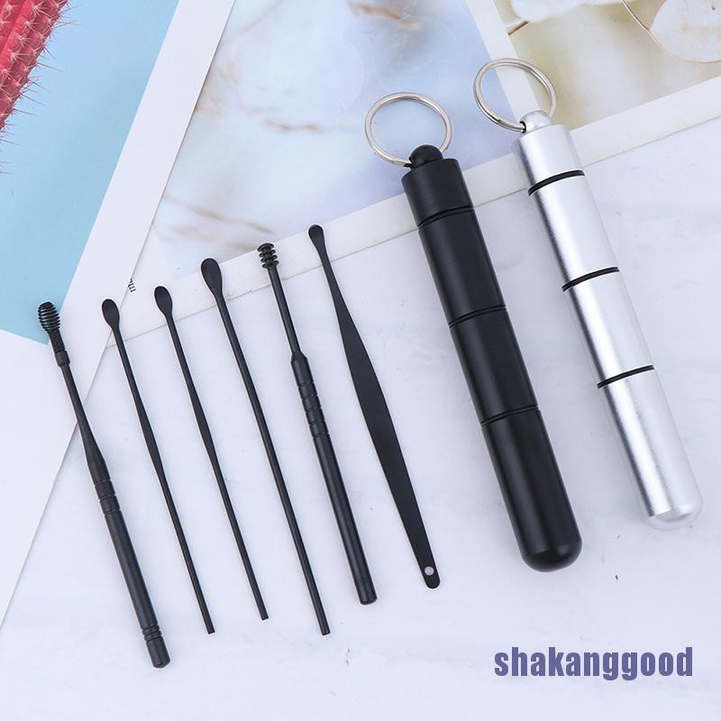 6pcs/set Earpick Portabel Untuk Membersihkan Telinga Skk