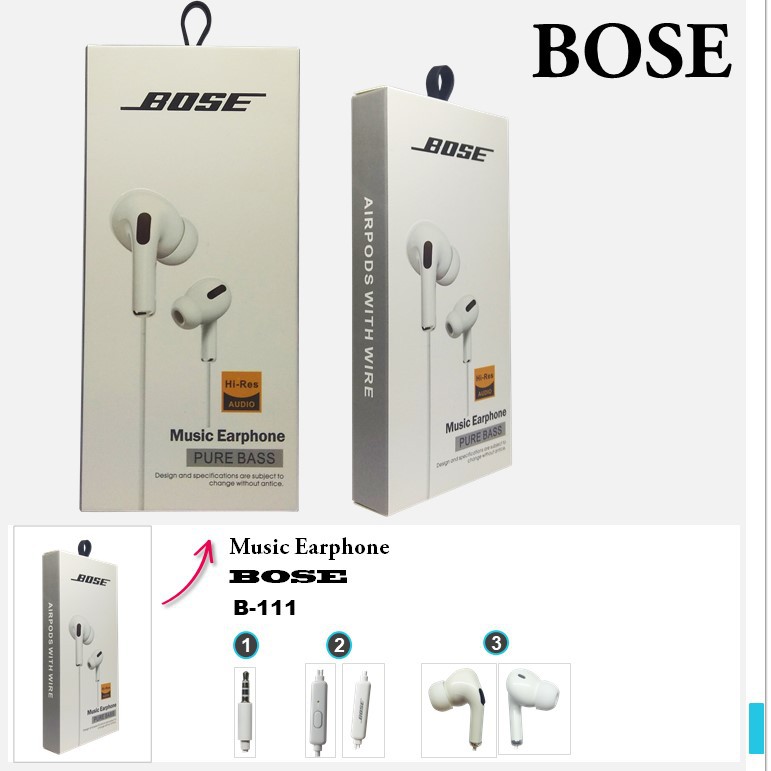 [ C/N 111 ] Handsfree murah Headset bass Earphone Music Hi-RES Audio Clean &amp; Natural 111 Pure Bass Headset 3.5mm