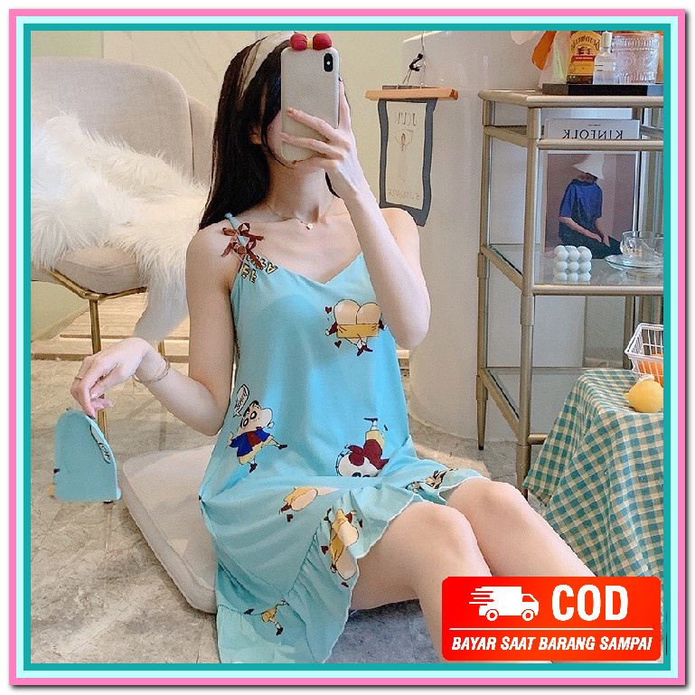 Promo Daster Panjang Baju Tidur Kekinian Viral Habel Manohara Ray VG519 Daster Tali 1  Korea