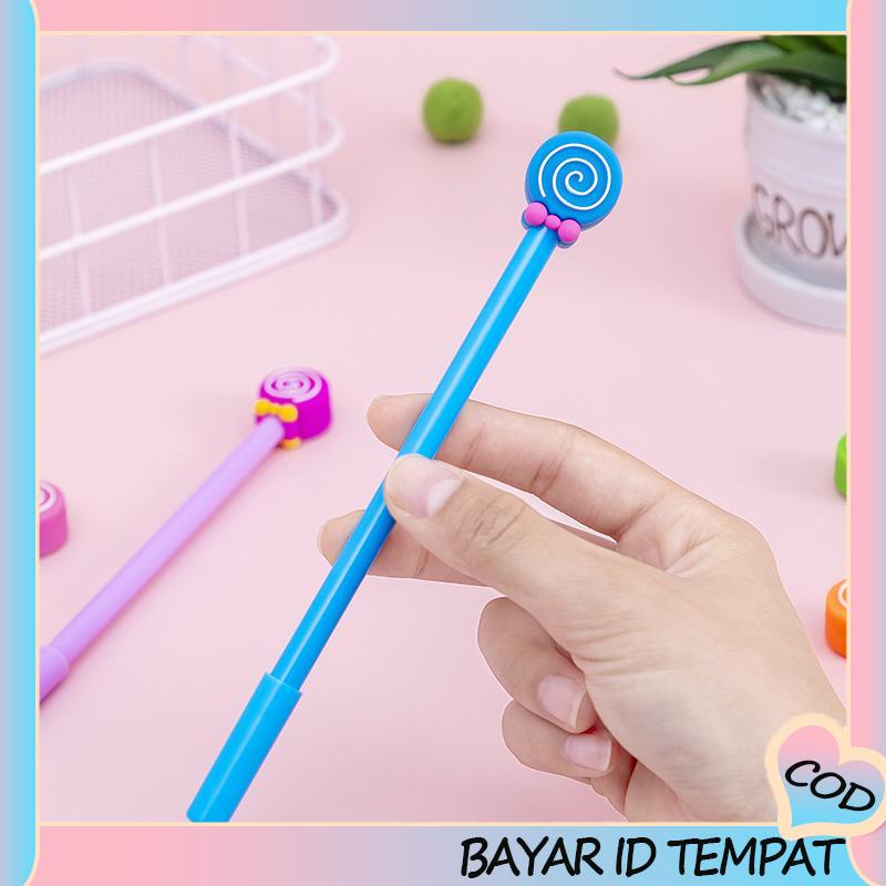 COD❤️ Kreatif Kartun Dasi Kupu-kupu Lollipop Gel Pena 0.5mm Alat Tulis Siswa-A.one