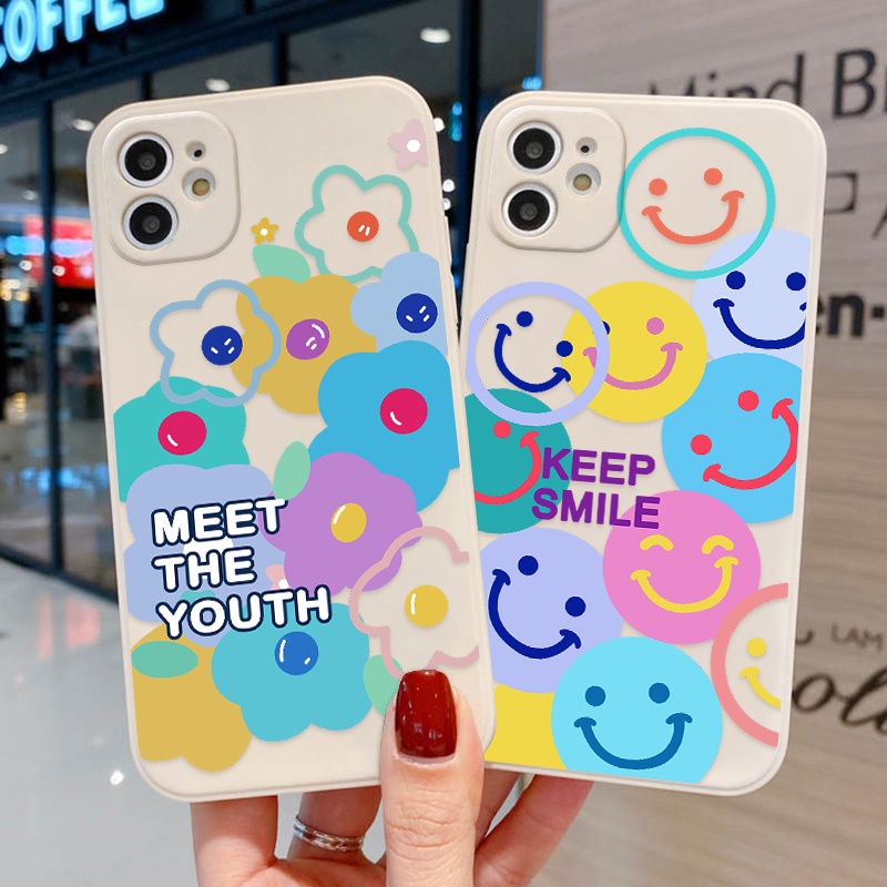 Soft Case TPU Motif Bunga Senyum Untuk Realme C25Y C21Y 9i 8i 7i 6i 5i 8 7 5 9 Pro Plus 8 Pro Plus 8 Pro C25 6s 5s C2 C3 50A C21 C15 C20 3011 C15