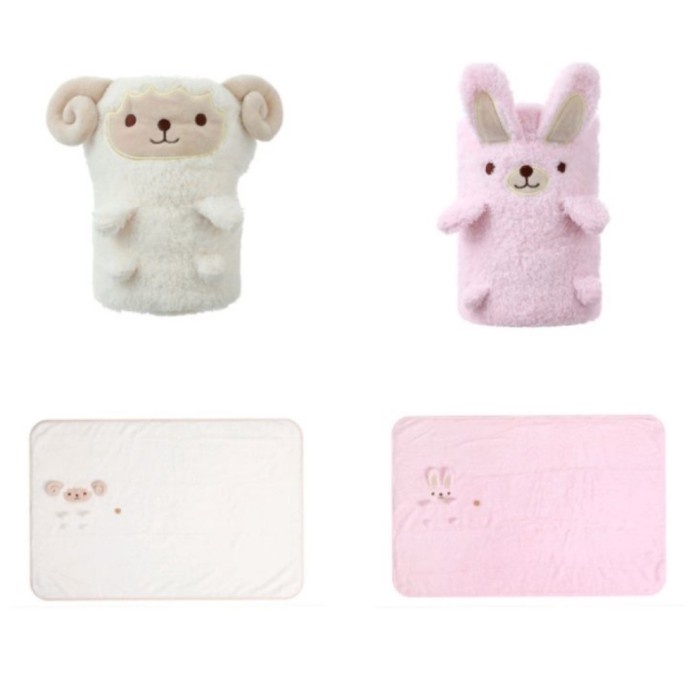 Miniso Animal Plush Toy Blanket 80 x 120 cm Selimut Karakter Hewan - Putih