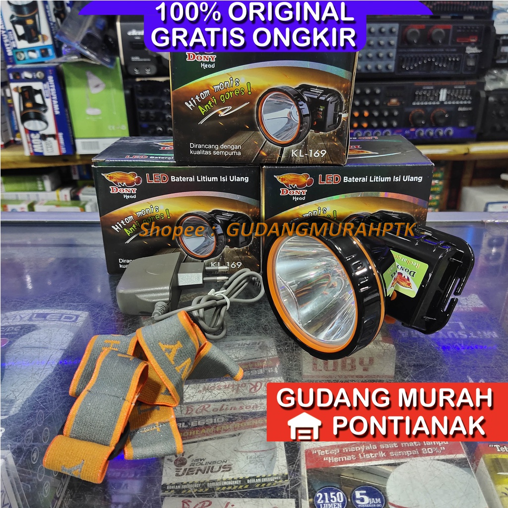 Senter Kepala DONY KL-169 ANTI GORES HITAM MANIS head lamp