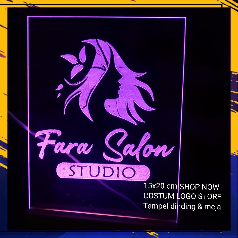 COSTUM LOGO STORE LAMPU HIAS FREE REQUEST ACRYLIC LED 15CMX20CM lampu toko lampu coffe lampu kedai d