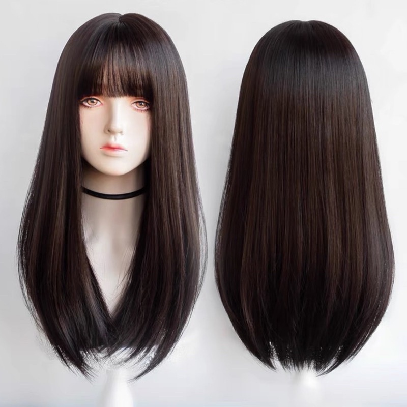 7006 full wig korean long STRAIGHT LURUS NATURAL 65 cm