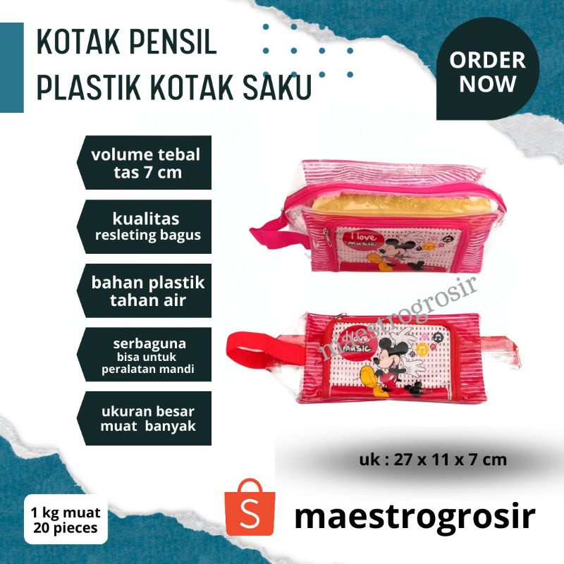

Pencil Case Plastik Kotak Saku/ Kotak Pensil / Dosgrip / Tempat Pensil