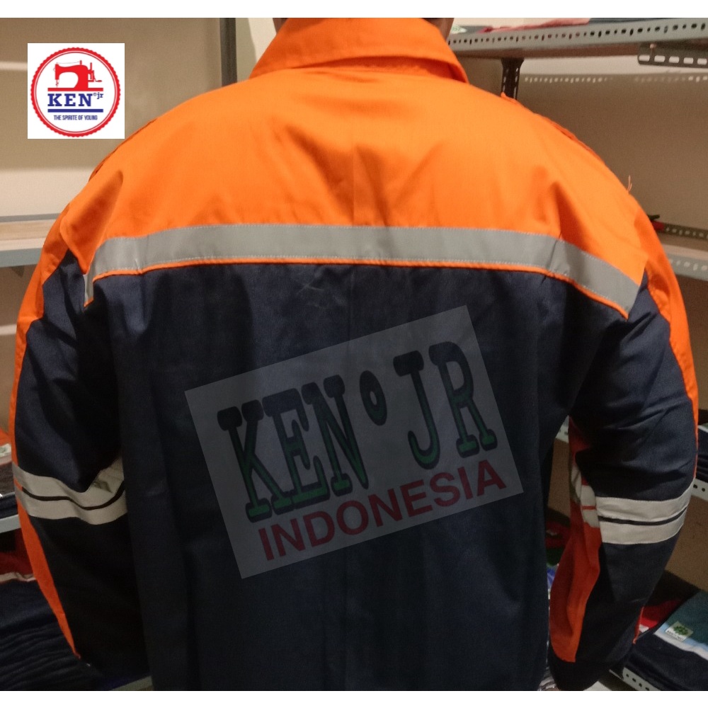 Bagus Uniform - Pakaian Kerja Seragam Proyek SemiJaket Warna Dongker Oren