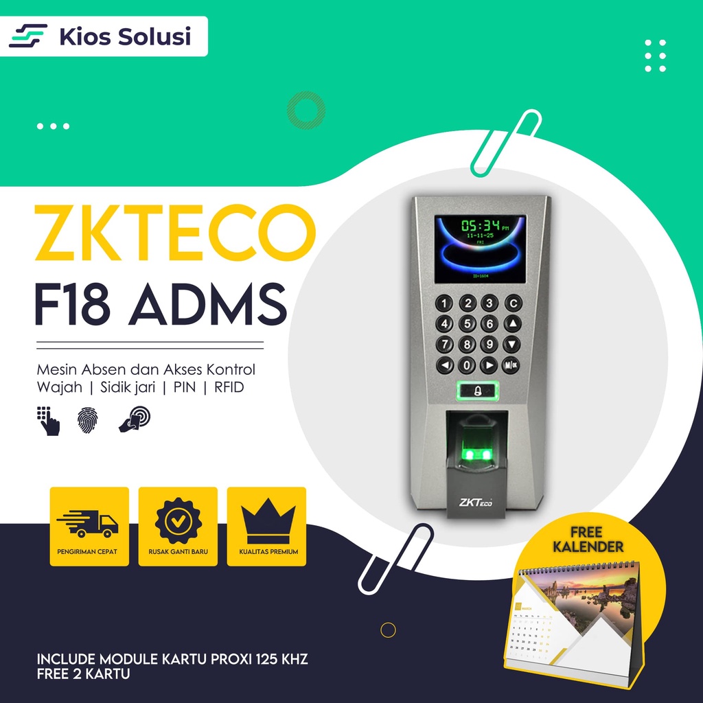 Mesin Absen | Akses Kontrol | Fingerprint | Mesin Absensi | Sidik Jari | PIN | Kartu Proxi | F18