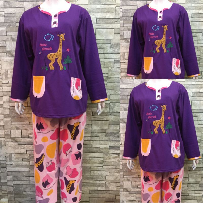 JUMBO PP DAILILAN | BAJU TIDUR | PIYAMA | COD-Jerapah Ungu