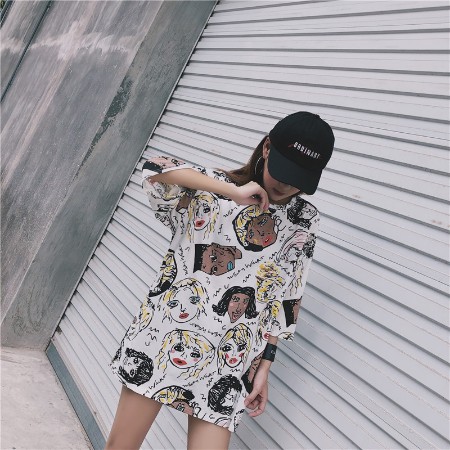 VS - OVERSIZE MELANI  Kaos Wanita korea  ulzzang lengan pendek kaos longgar dicetak