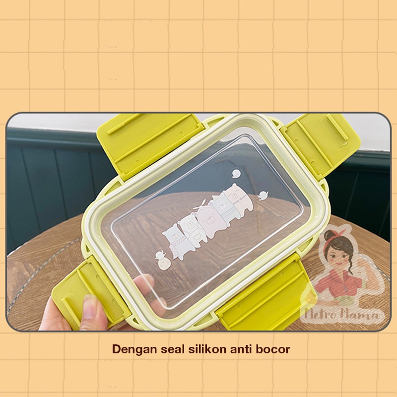 Kotak Makan Anak Sekolah LUNCH BOX 1 Susun / tempat makan 2 Tingkat STAINLESS STEEL 304 Karakter Jepang Sumikko Gurashi