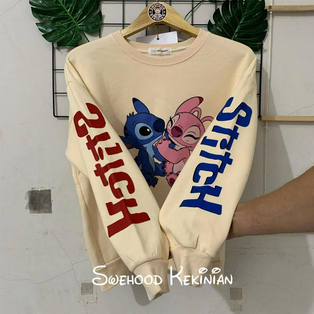 STITCH MY LOVE GEMOY LD 120 PREMIUM Sweatshirt Sweater Crewnek Wanita Kekinian Fashion Outfit Ootd Korean Style Cewek Sweter Krunek Baju Atasan Cewe Remaja Lucu Model Terbaru Bahan Fleece Tebal