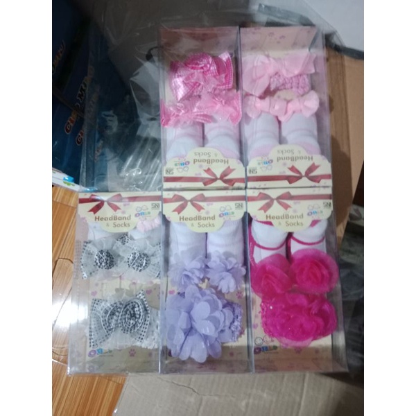 Kaos kaki set bandana/Kaos kaki bayi set/Headband &amp; socks