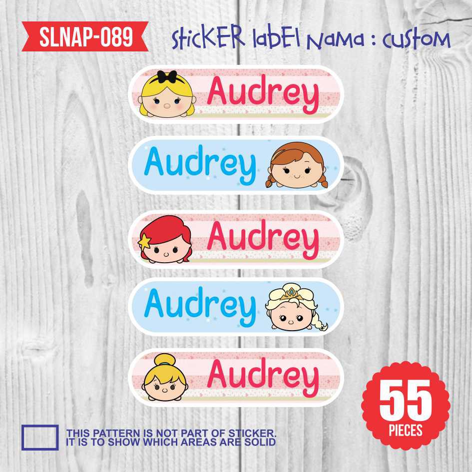 Sticker Label Nama Anak Cewek Perempuan Stiker Princess Girl SLNAV