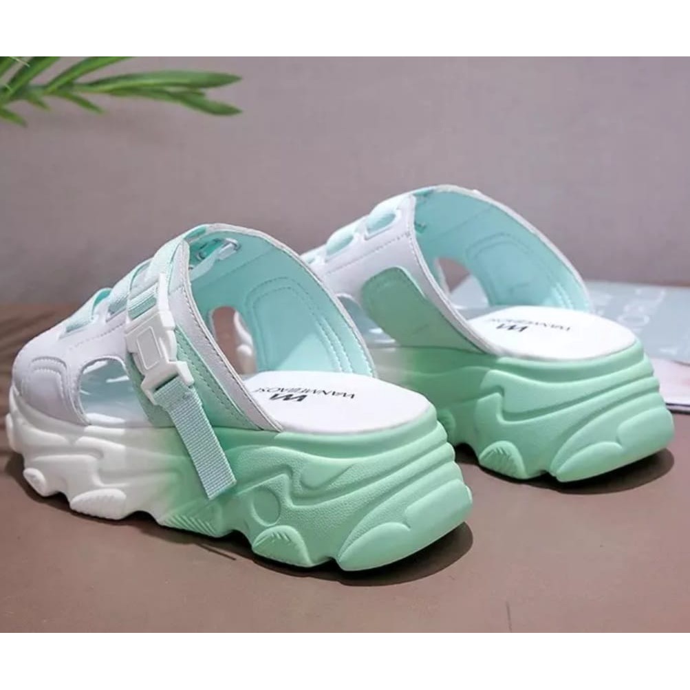 Sandal Wedges Tali Model Slip On  Wanita Vinka Two Color FS275