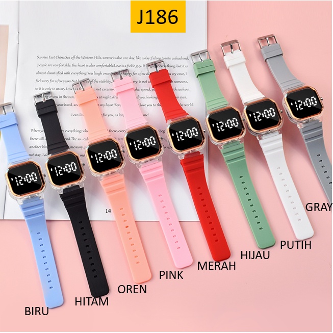 DODORY J186 Jam Tangan Rubber Digital Unisex Jam Tangan Petak Pria Wanita Sport Watch