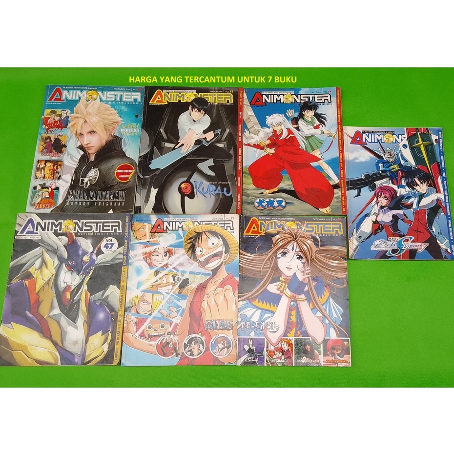 Buku Majalah Animonster ( Paket Isi 7 Buah ) / Buku Tabloid Animonster  /Manga Magazine / Buku Bekas