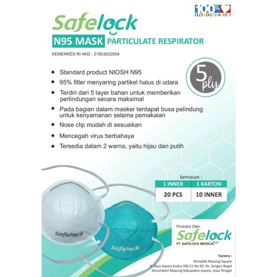 Masker N95 5Ply Safelock KEMENKES
