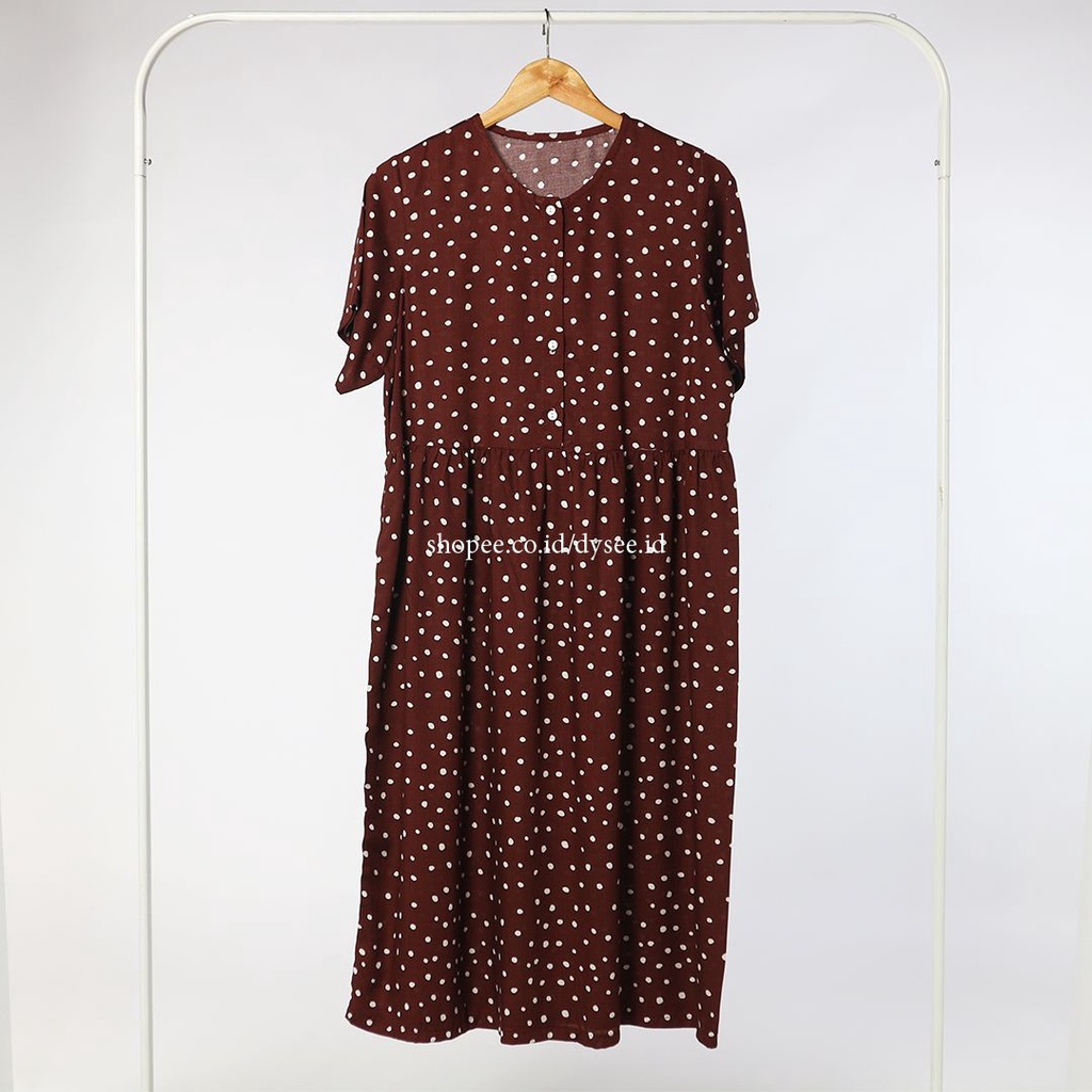 (KATLEEN) HOMEDRESS RAYON BUSUI FRIENDLY SLEEPWEAR COTTON RAYON-Polka Walnut