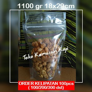 

Standing Pouch Transparan /Kemasan Kopi/Kemasan Camilan 1100gr 18x29cm