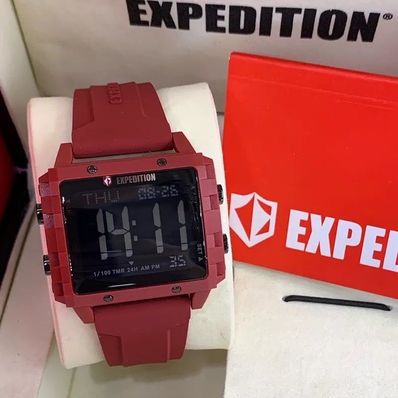 Jam Tangan Expedition E 6817 Wanita / E6817M Red / Black Original