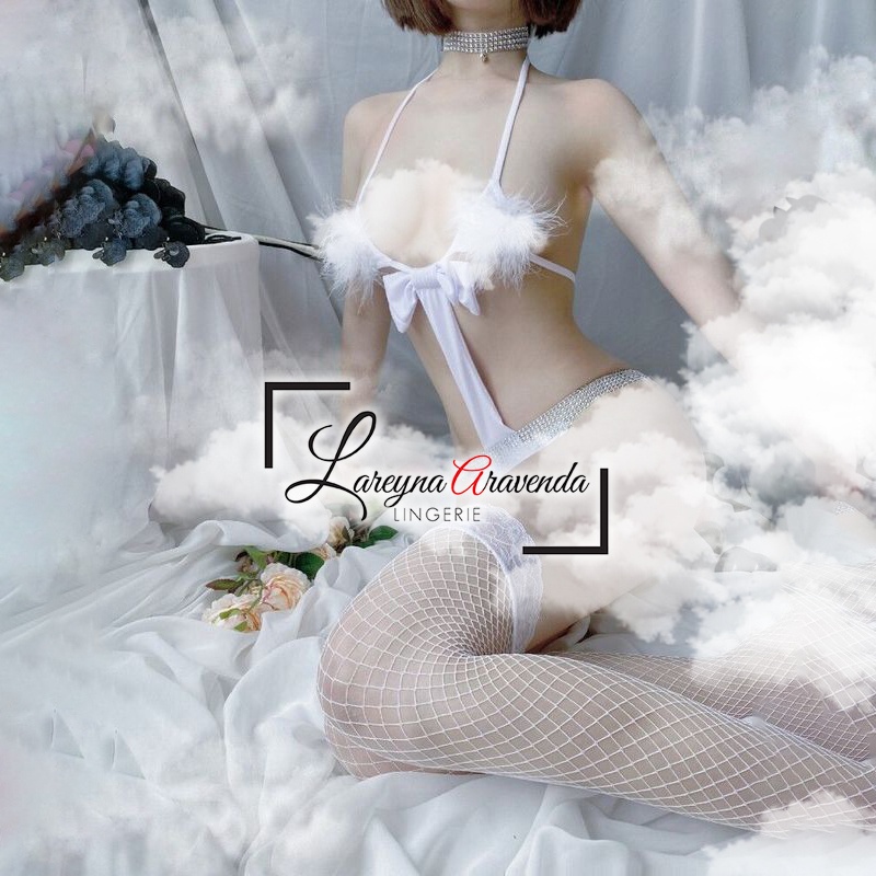 Set Lingerie Seksi + Bando Seksi Model Charming White Cat LG212