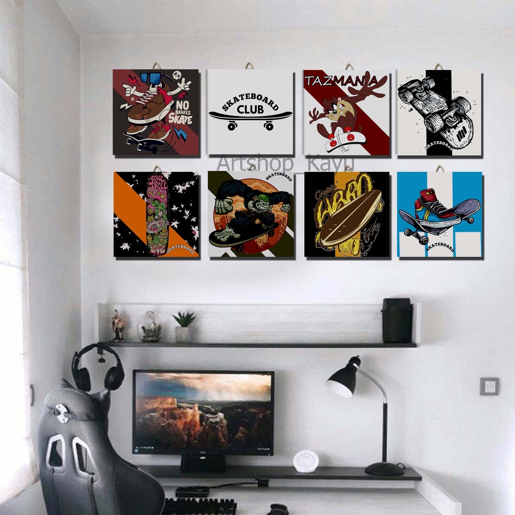 POSTER KAYU RUMAH hiasan dinding SKATEBOARD Poster Kayu/ poster dinding DEKORASI DINDING walldecor