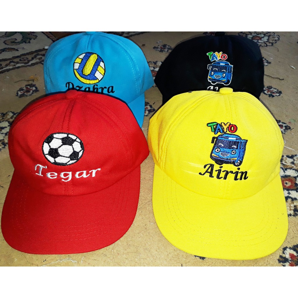 GRATIS GAMBAR DAN NAMA bordir topi anak  satuan PROMO...TERMURAH TOPI ANAK FREE BORDIR