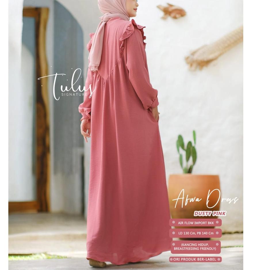 Ktk31au22l ‣ Tulus Signature Afwa Dress Maxi Jumbo Crinkle Premium Motif Polos Maxy Gamis Muslim Wan