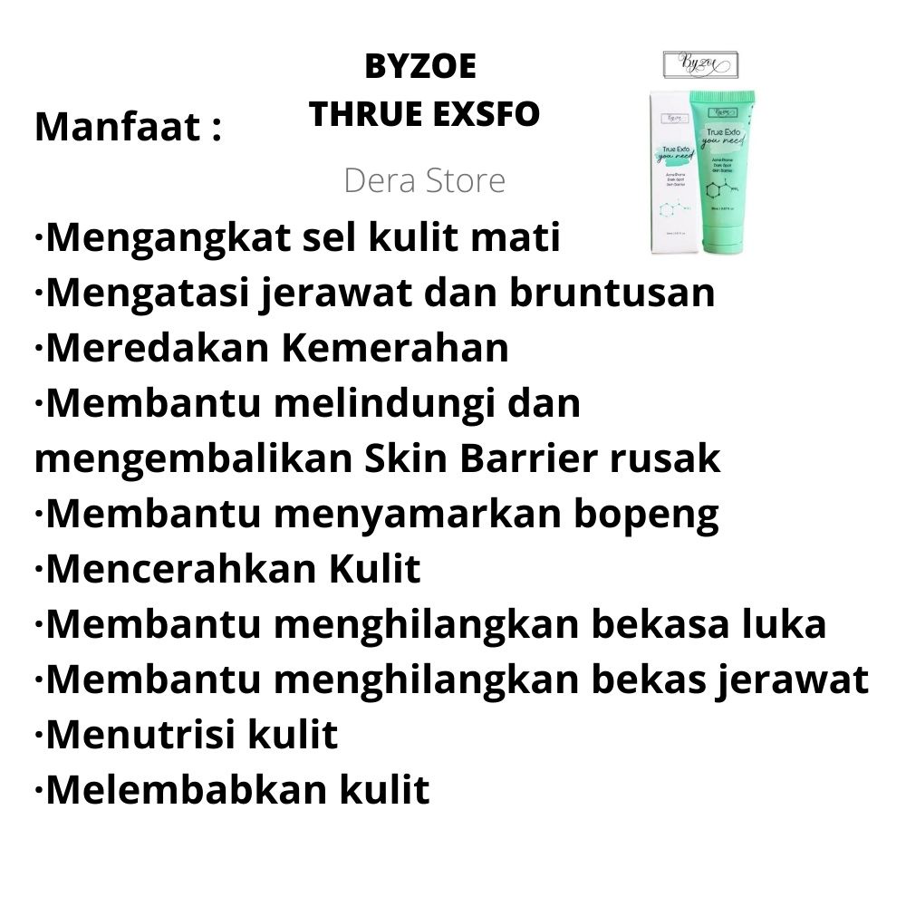 Byzoe True Exfo you Need for Acne Prone Dark spot Skinbarrier Menyamarkan bekas erawat BPOM