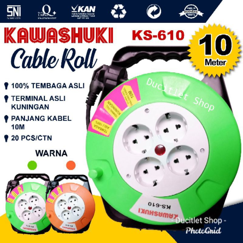 Jual Colokan Box Kabel Roll Bulat Panjang Gulung Listrik Cable Stop Kontak Sni Pln Besar 8884
