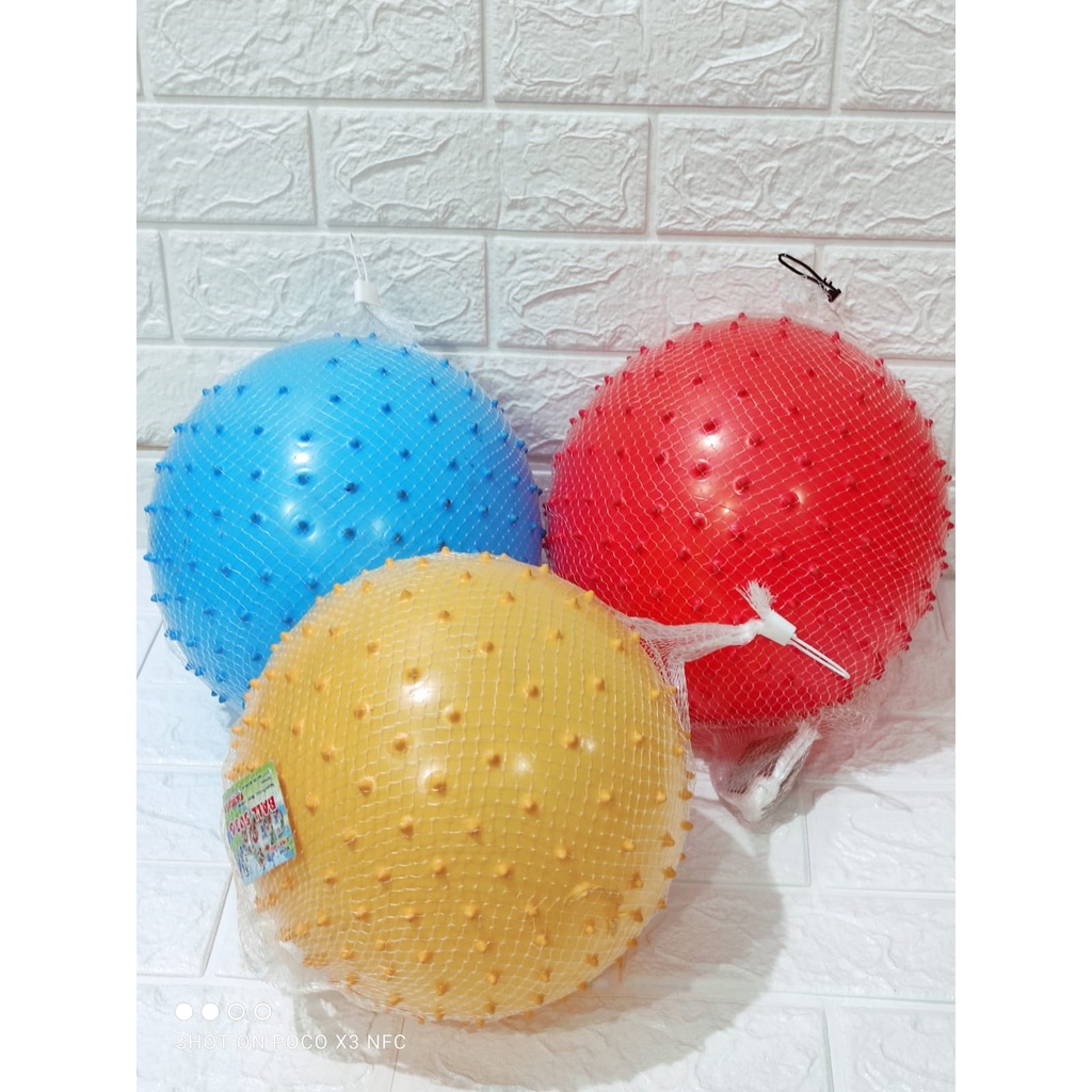 MAINAN BOLA WARNA WARNI / MAINAN ANAK BOLA DURI KARET 30CM TERMURAH