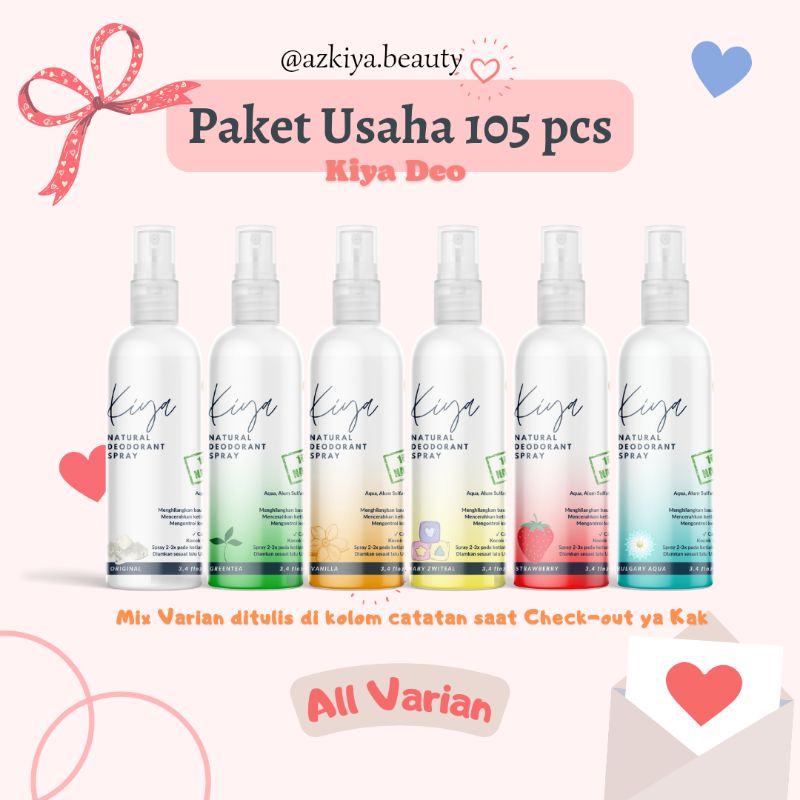 Paket Usaha Kiya Deo 105 Pcs Natural Deodorant Spray 100 ml - All Varian