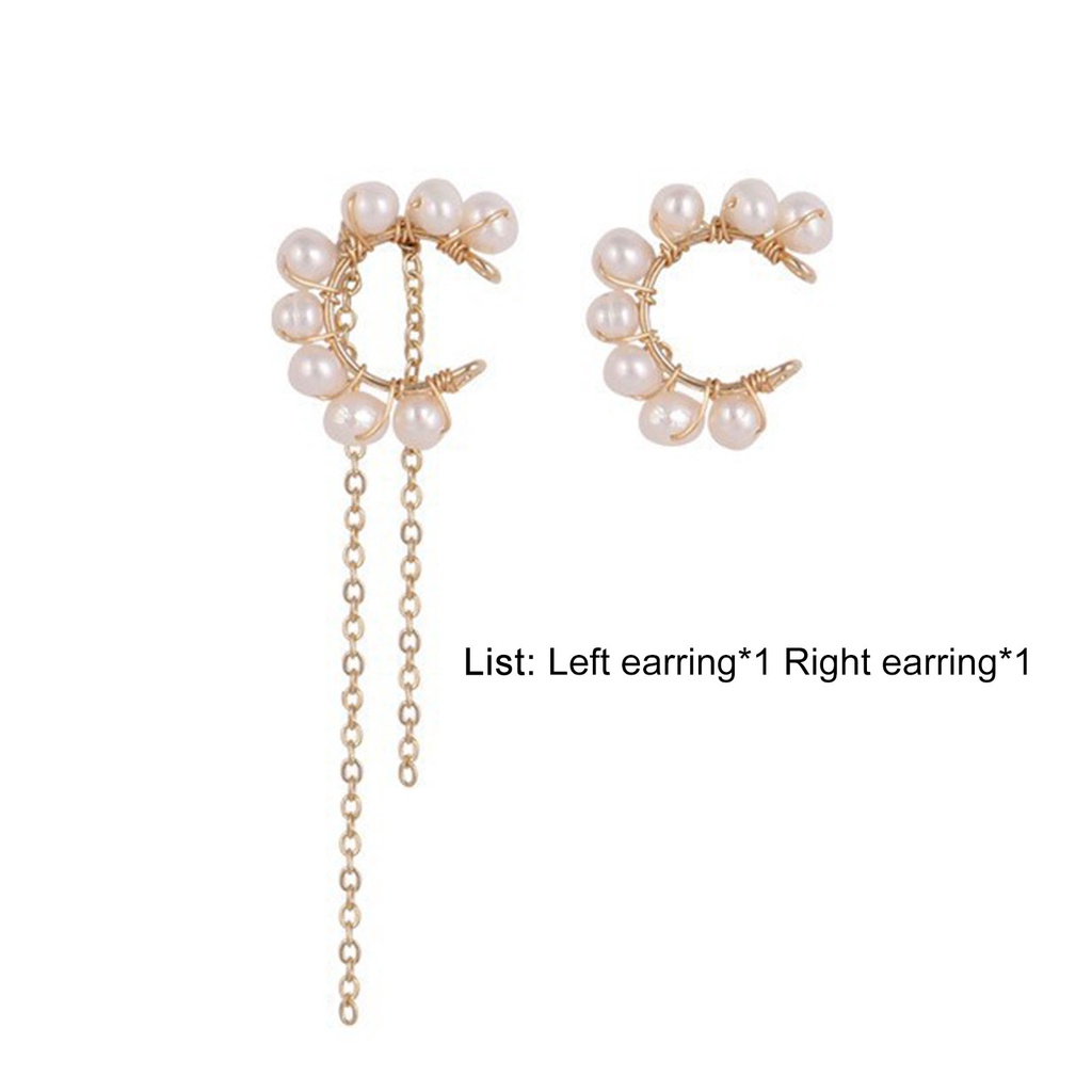 Hu Hu Hu Hu Hu Alat Bantu Pasang Kacamata♡ 1 Pasang Anting Mutiara Imitasi Bentuk C Asimetris Untuk Aksesoris Perhiasan