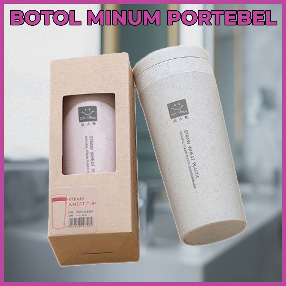 Botol Minum Portable DR.SROW Plastik 300ml BPA FREE Botol Minum Plastik Wheat Straw Kekinian