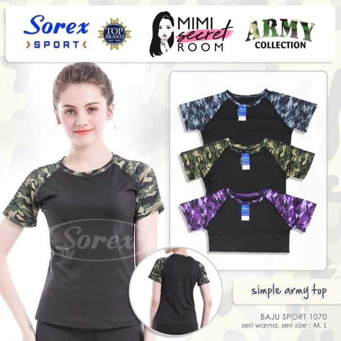 ❤ MIMI ❤ Baju Army Olahraga Sport Army Sorex 1070 Kaos Sport Singlet Senam Elegant MURAH