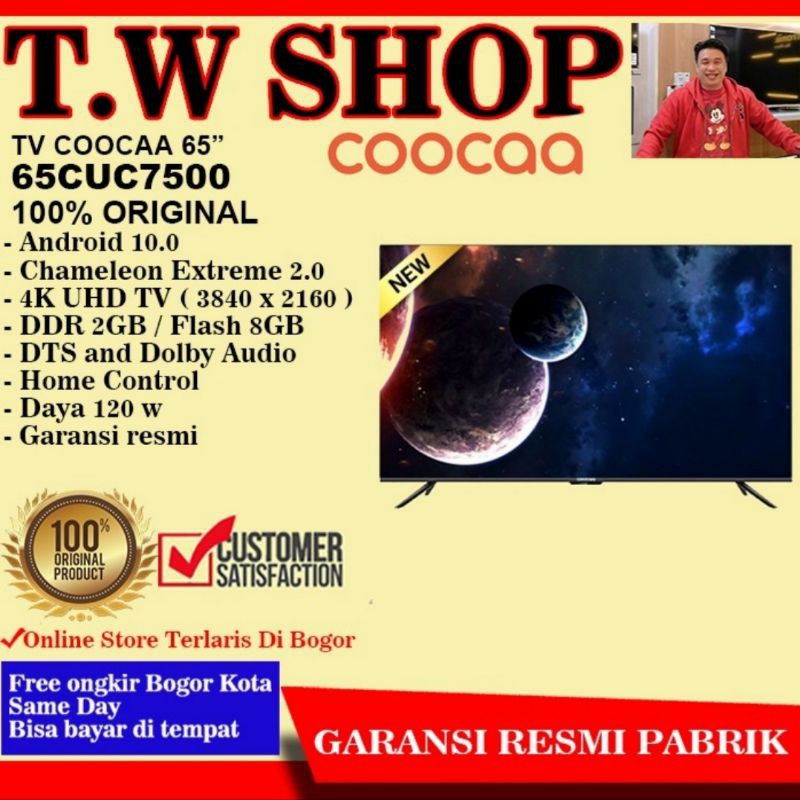 LED TV COOCAA 65CUC7500 SMART TV ANDROID 10.0 4K UHD 65 INCH GARANSI RESMI