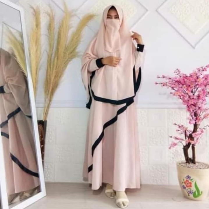 Gamis syari wolfis set cadar DEANA khimar syar'i niqob purdah niqobis muslimah fashion jilbab masker