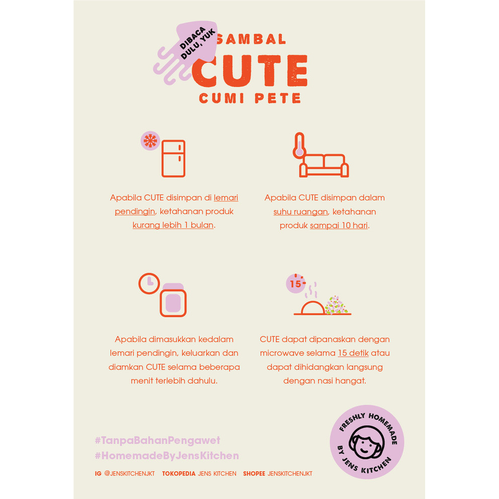 

Ready- Sambal Baby Cumi Cumi Pete / Petai 200G Cute Pedas Gurih - Yes Pete