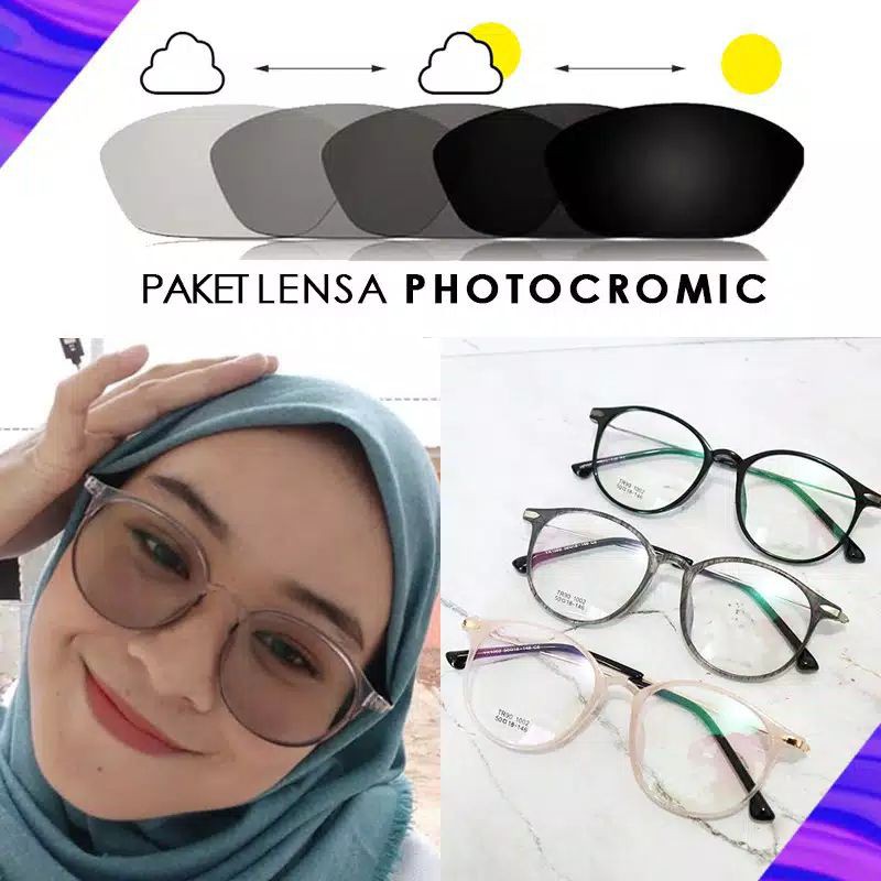 PAKET PHOTOCROMIC | Frame Kacamata 1002 | Frame Kacamata Minus | Kaca Mata Cewek Terbaru