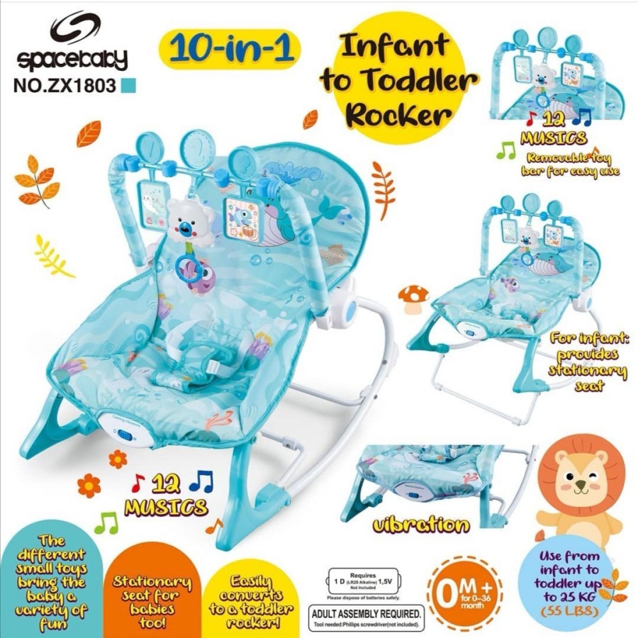 Bouncer Space Baby Rocker 10 in 1 10in1 boncer Spacebaby Kursi Ayunan Goyang Bayi ZX1803