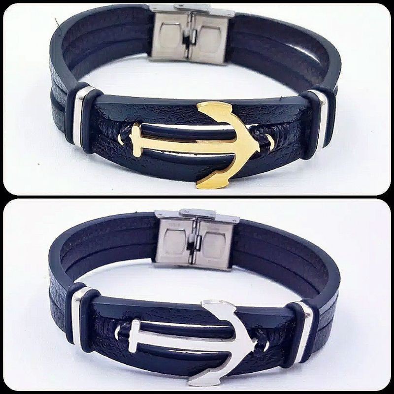 Gelang TITANIUM Pria  Gelang Pria Kulit  Gelang Gesper Jangkar Panah